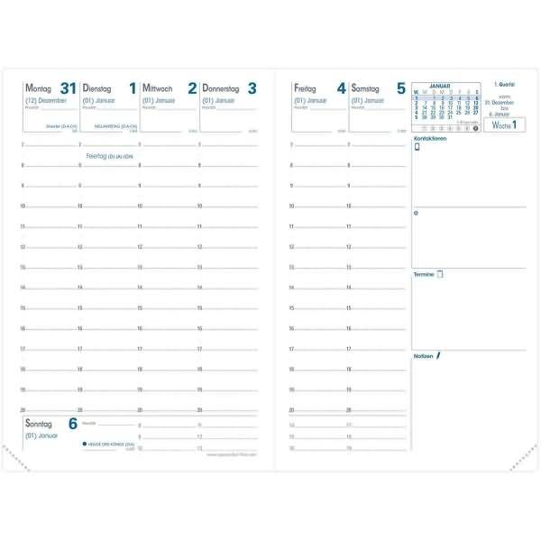 Kalender Geschäftbus 10x15cm Club himmelblau 2027