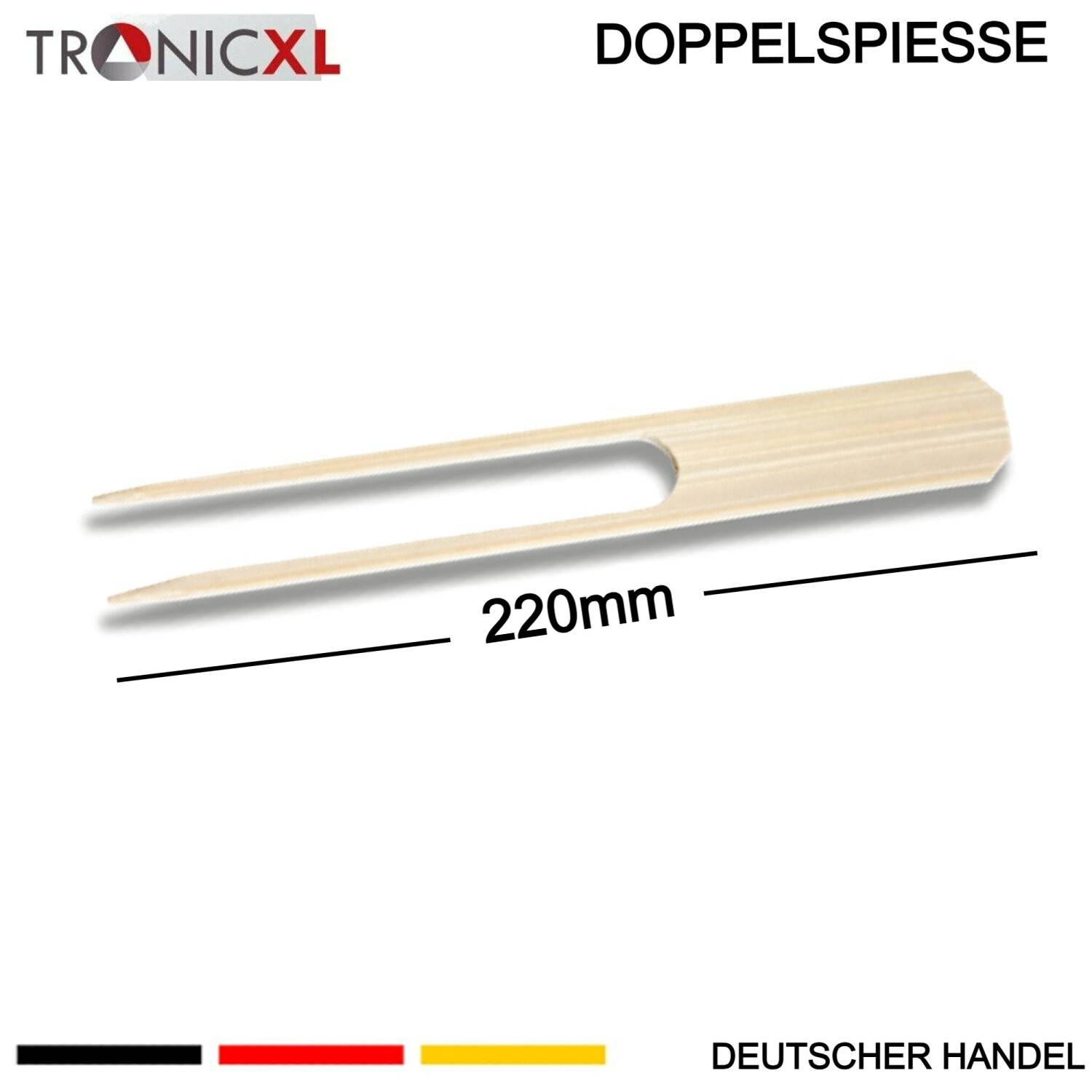 100x 22cm Grillspieße Doppelspieße Spieße Bambus Holzspieße Bambusspieß Holz Grillspiess Grill Grillspieße Gastronomie