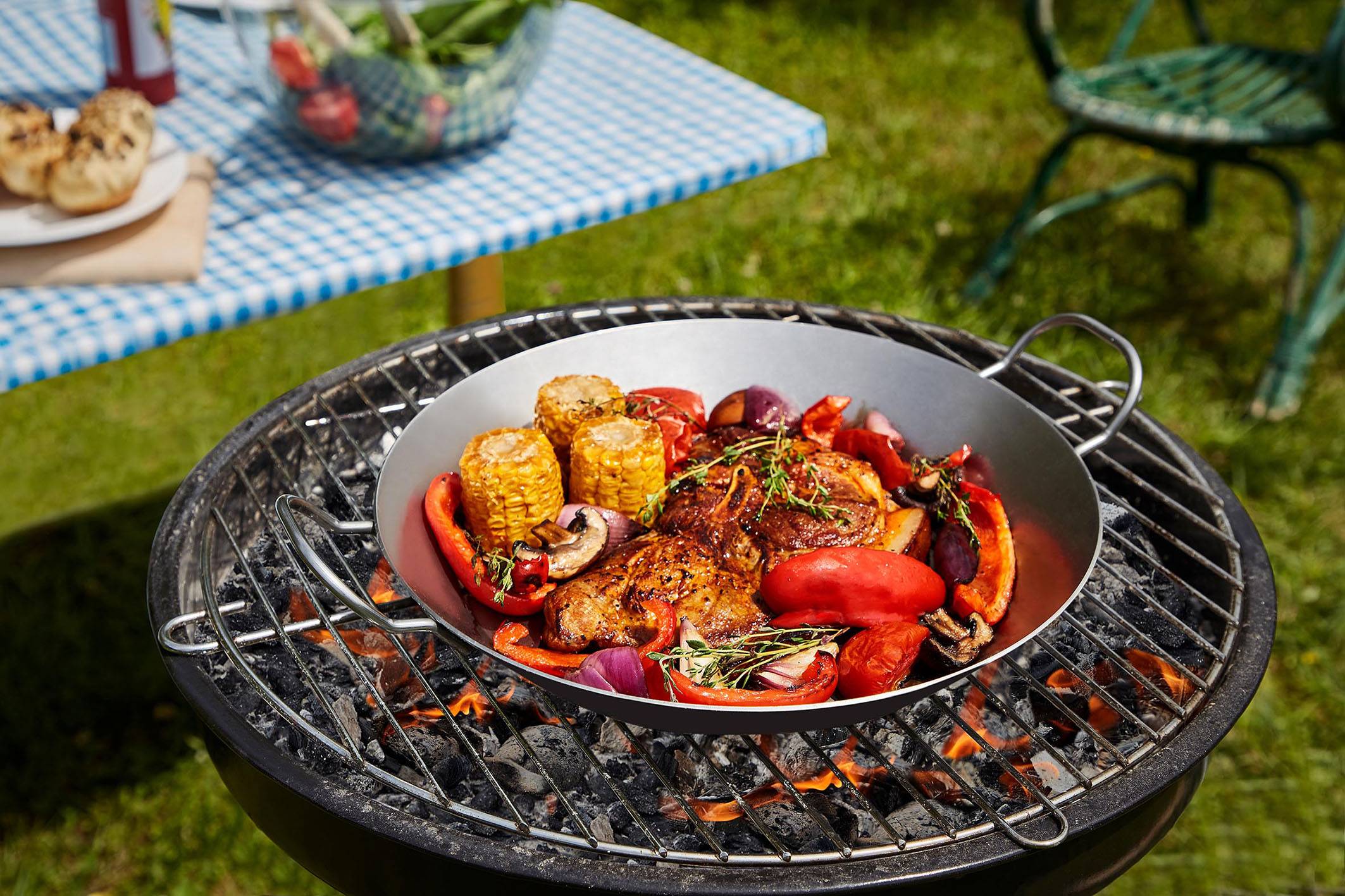 Bratpfanne aus Eisen Ø32 cm Eisenpfanne mit 2 Griffen