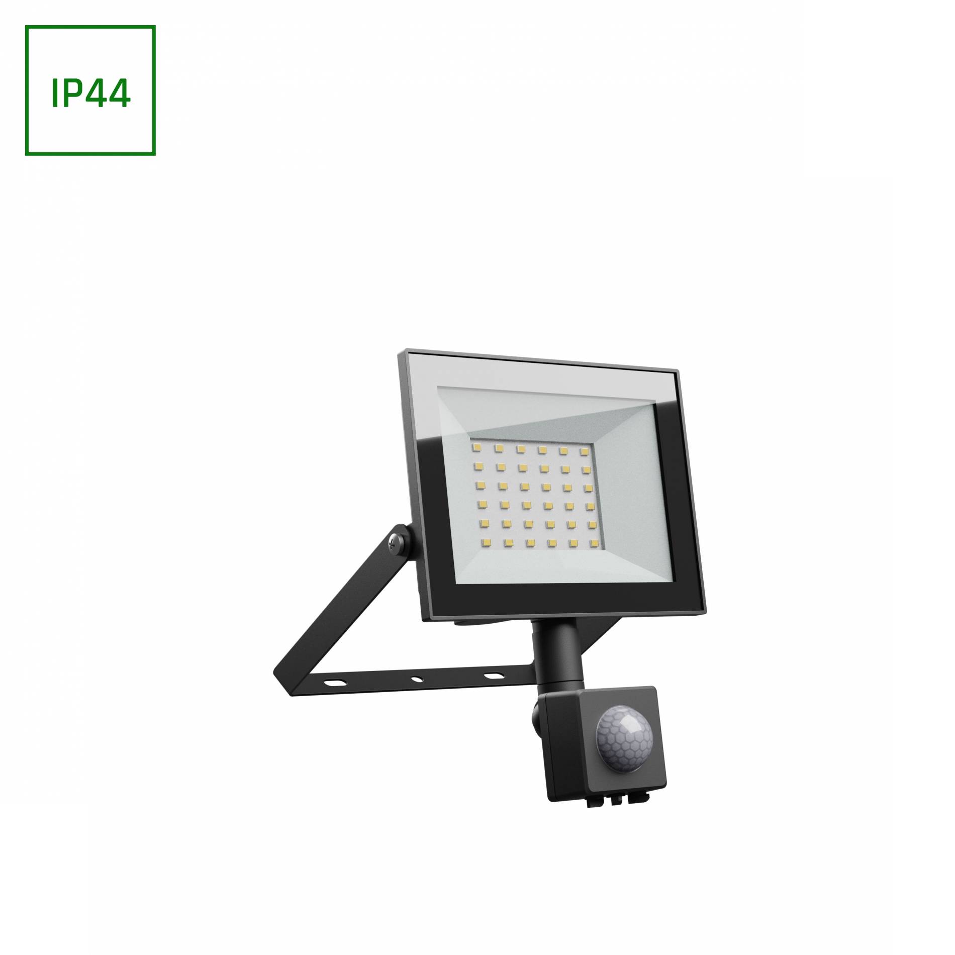 Spectrum LED NOCTIS LUX 4 Fluter 30W Strahler 2500lm schwarz 100° IP44 Neutralweiß 4000K mit Bewegungssensor
