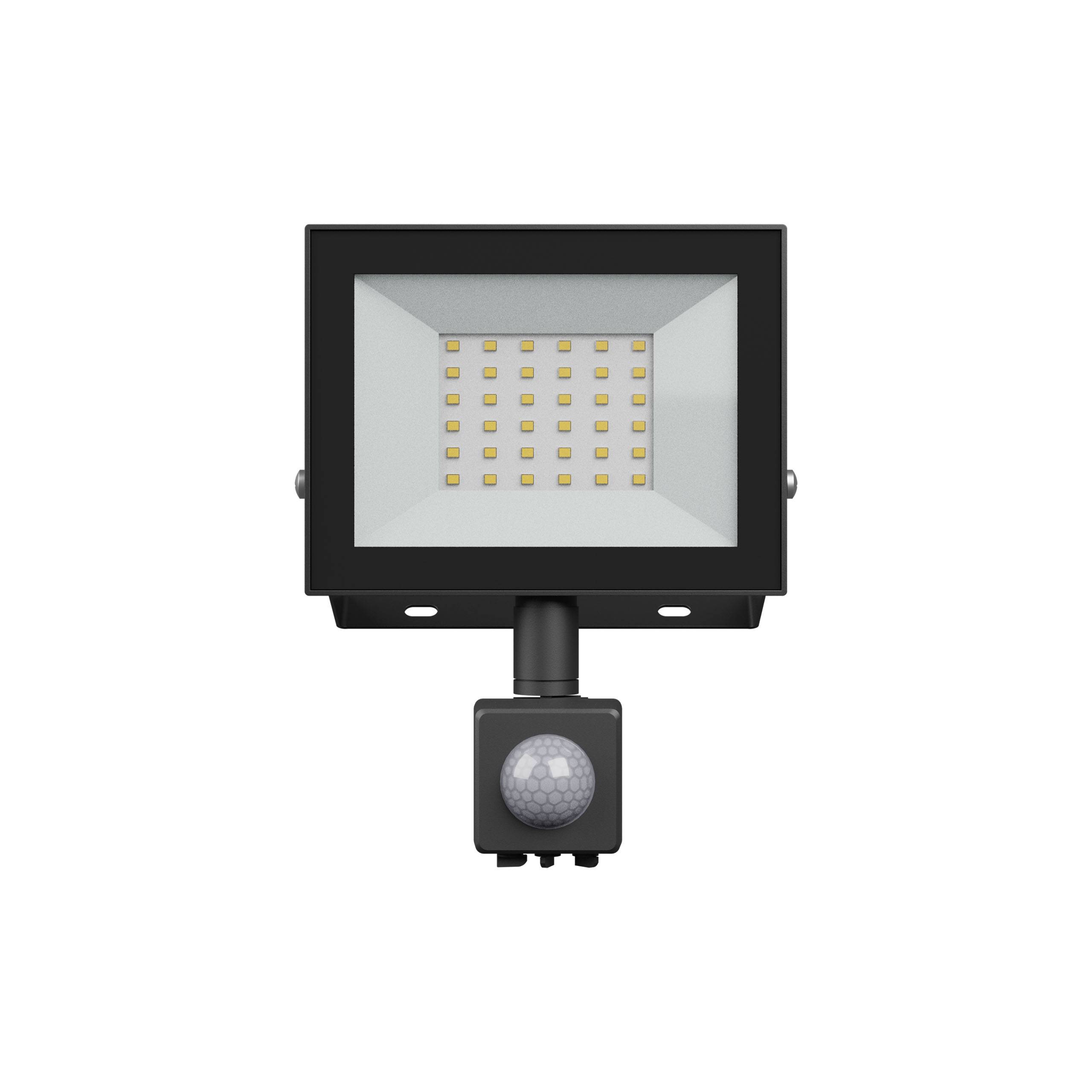 Spectrum LED NOCTIS LUX 4 Fluter 30W Strahler 2500lm schwarz 100° IP44 Neutralweiß 4000K mit Bewegungssensor