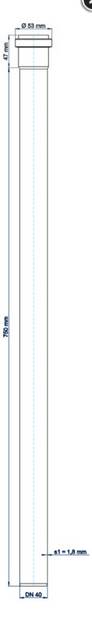 PoloPlast Steckmuffenrohr PKEM Polo-Kal NG DN 40 750mm