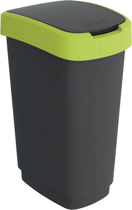 Wertstoffsammler TWIST 50l H602xB298xT401mm schwarz Deckelrand gelb ROTHO