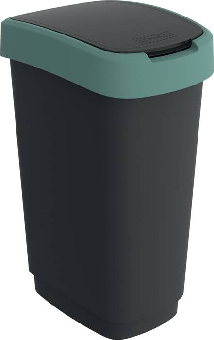 Wertstoffsammler TWIST 50l H602xB298xT401mm schwarz Deckelrand blau ROTHO