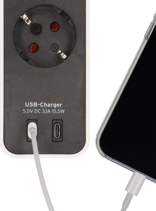 Steckdosenleiste Ecolor 4-fach Kabel-L.1,5m schwarz/weiß m.2xUSB-C BRENNENSTUHL