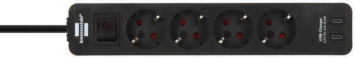 Steckdosenleiste Ecolor 4-fach Kabel-L.1,5m schwarz/weiß m.2xUSB-C BRENNENSTUHL