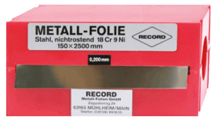 Präzisions-Metallfolie 315400,10 Stärke 0,10 mm Breite 150 mm Rollenlänge 250 cm Ausführung Stahl nichtrostend