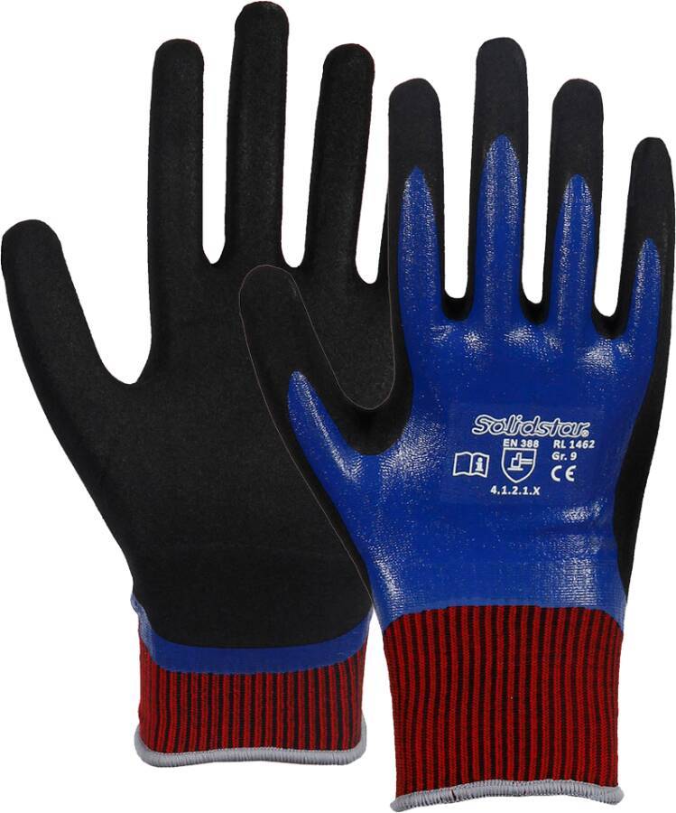 Feinstrick-Schutzhandschuh Nitril Grip Complete 71065211 Größe 11 Farbe rot/blau Trägermaterial Nylon-Feinstrick Gauge -