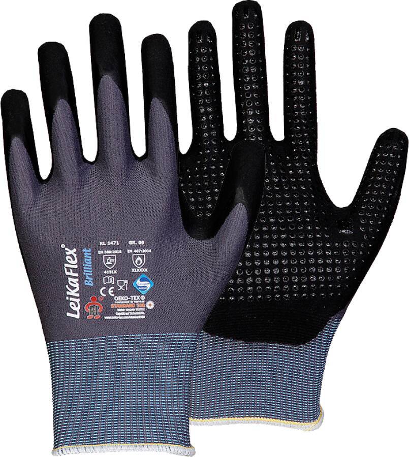 Schutzhandschuh LeiKaFlex® Brilliant 71065306 Größe 06 Farbe grau/schwarz Trägermaterial Nylon / Elastan Beschichtung