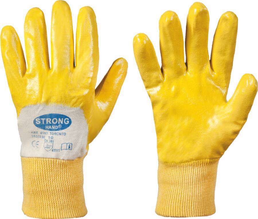 Nitrilschutzhandschuh Top 71042911 Größe 11 Farbe natur/ gelb Trägermaterial Baumwolltrikot Gauge - Beschichtung Nitril,