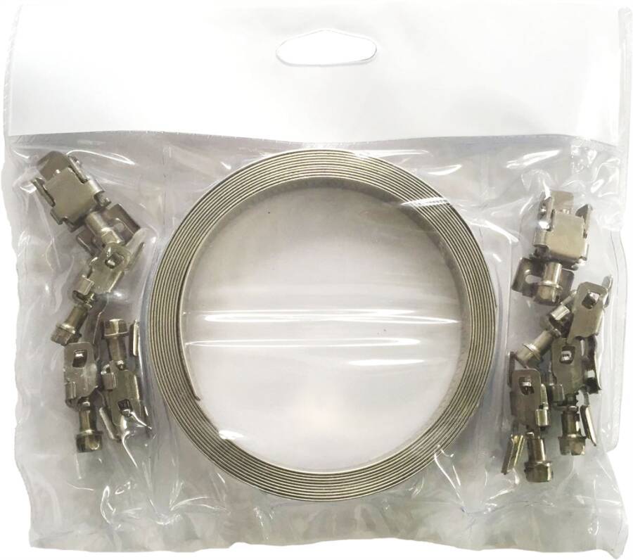Schlauchschellen-System Edelstahl A2 (W4) 0304715 Typ Band 3 m + 8 Köpfe Breite 9 mm Länge 3 m
