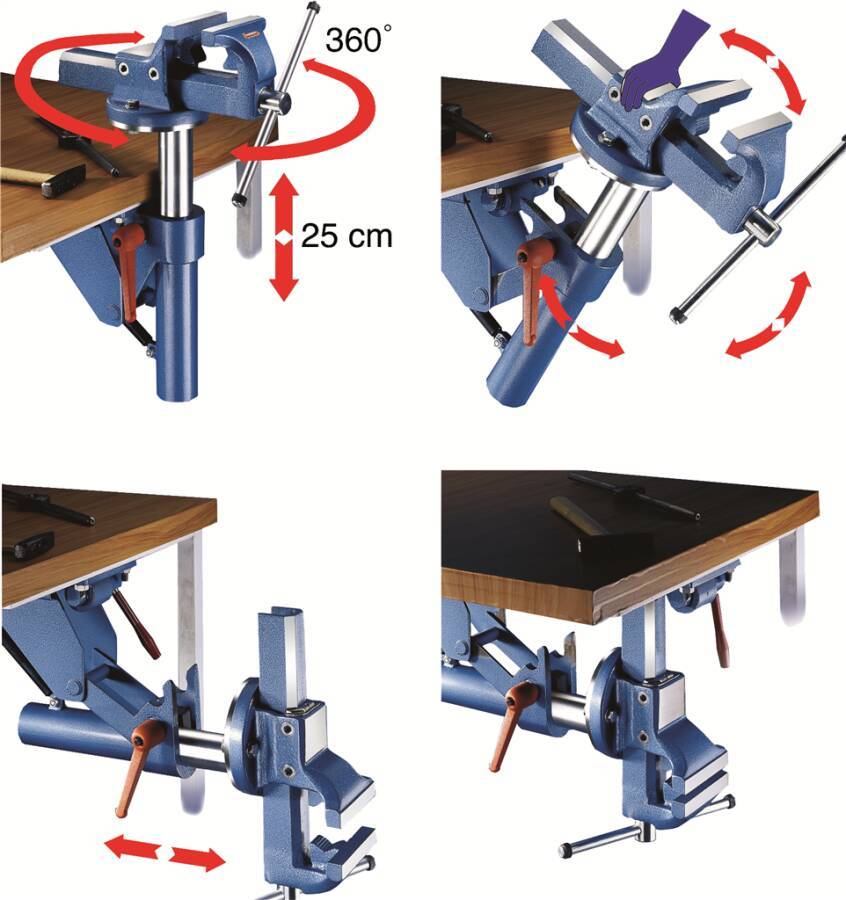 Klapp- und Höhenverstellgerät 66002150125 für Backenbreite 125 mm A 145 mm B 113 mm D M12 Gewicht 14,2 kg
