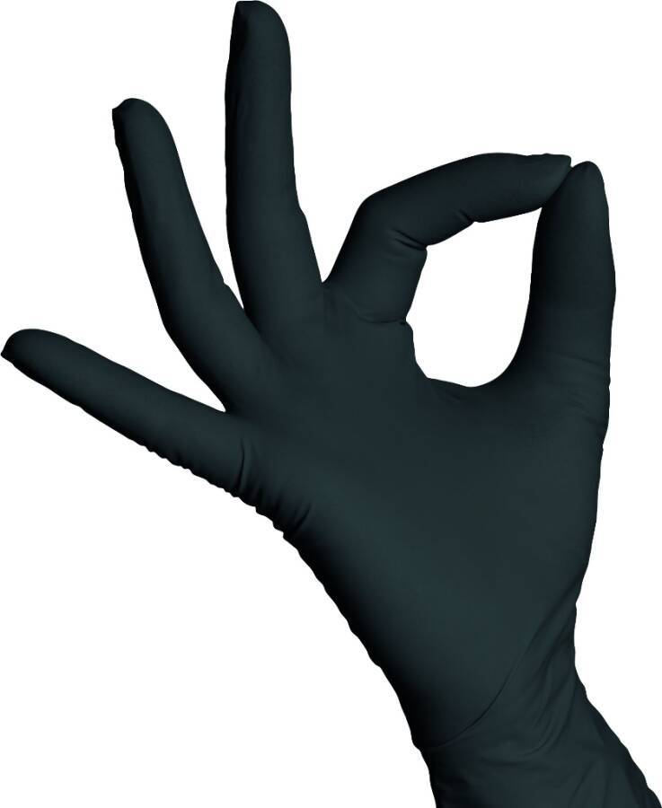 Einmalschutzhandschuh Nitril ungepudert 71050408 Größe 08 Farbe schwarz Trägermaterial Nitril Gauge - Mat.-Stärke - mm B
