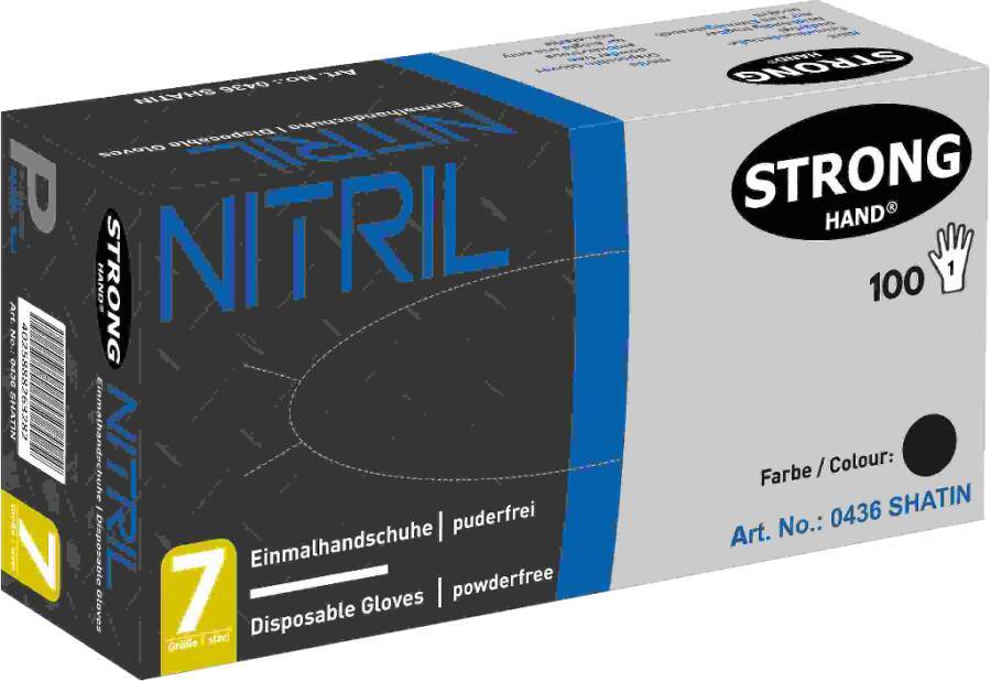 Einmalschutzhandschuh Nitril ungepudert 71050408 Größe 08 Farbe schwarz Trägermaterial Nitril Gauge - Mat.-Stärke - mm B