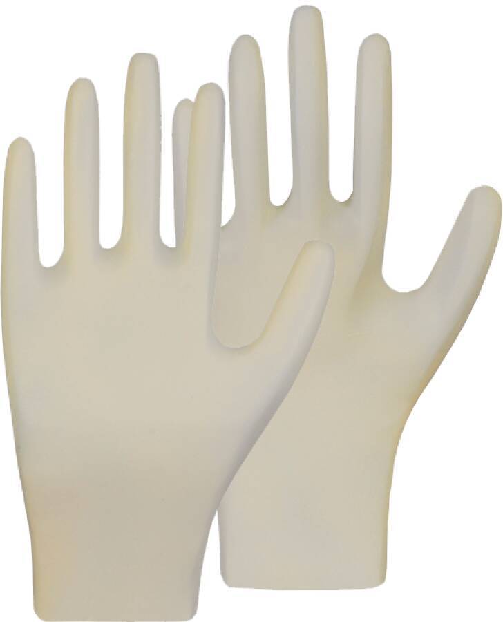 Einmalschutzhandschuh Latex 710518L Größe L Farbe weiß Trägermaterial Latex Gauge - Mat.-Stärke - mm Beschichtung ohne S