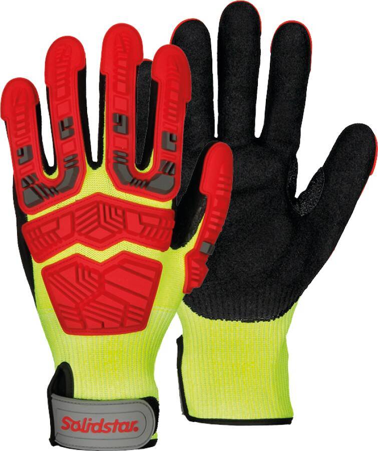 Mechaniker-Schutzhandschuh mit Schnittschutz 71053311 Größe 11 Farbe rot/gelb/schwarz Trägermaterial Spezialfaserfeinstr