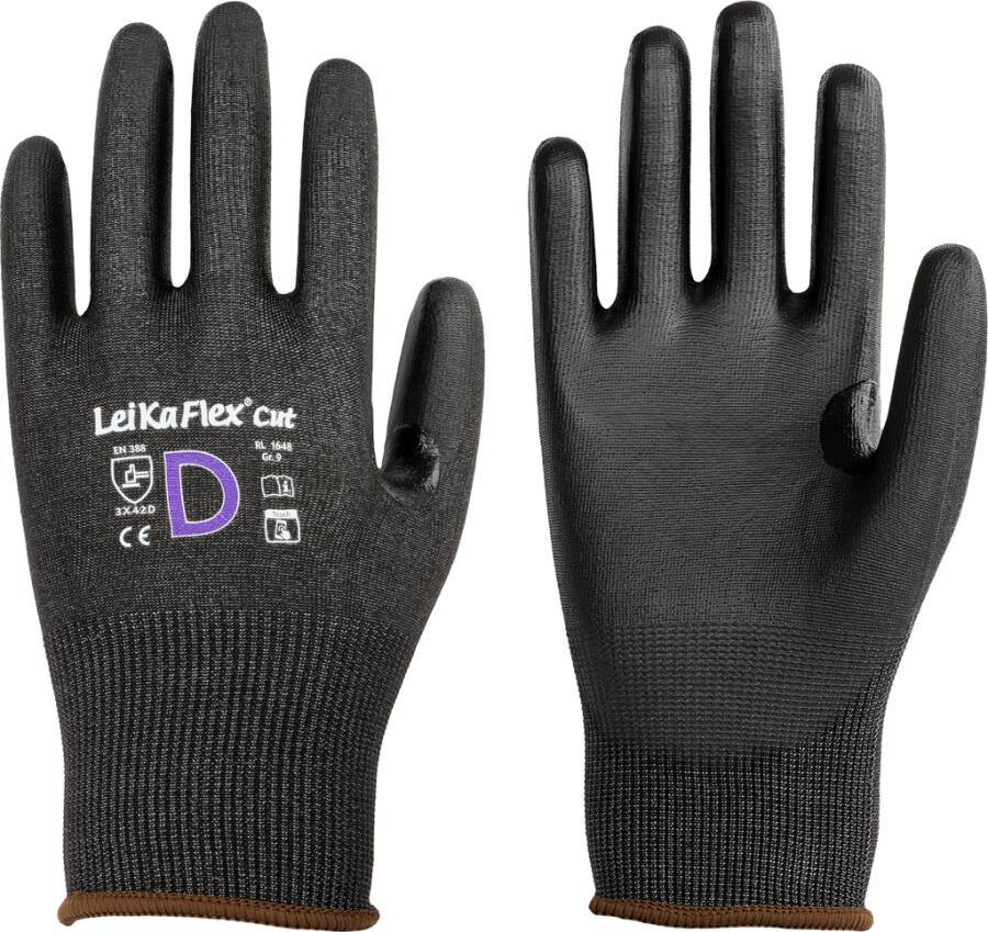 Schnittschutzhandschuh PU LeiKaFlex® CUT 71058210 Größe 10 Farbe grau/schwarz Trägermaterial UHMWPE / Nylon / Elasta