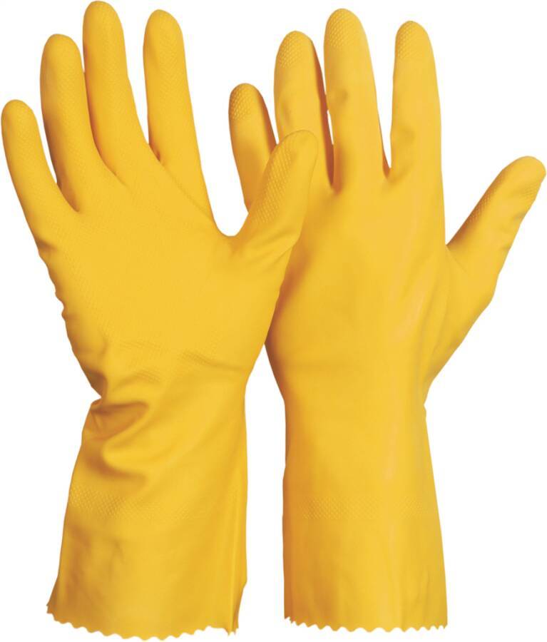 Haushaltsschutzhandschuh 71051307 Größe 07 Farbe gelb Trägermaterial Naturlatex Gauge - Mat.-Stärke - mm Beschichtung oh