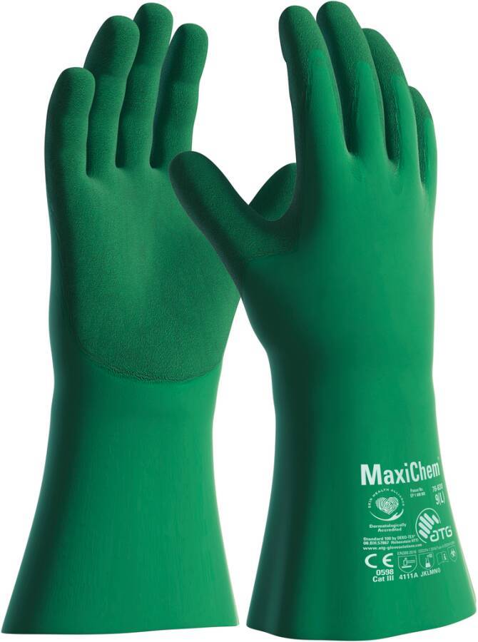 Chemikalienschutzhandschuh MaxiChem® 2388-09 Größe 09 Farbe grün Trägermaterial Stretch-Nylon Gauge - Mat.-Stärke 0,90