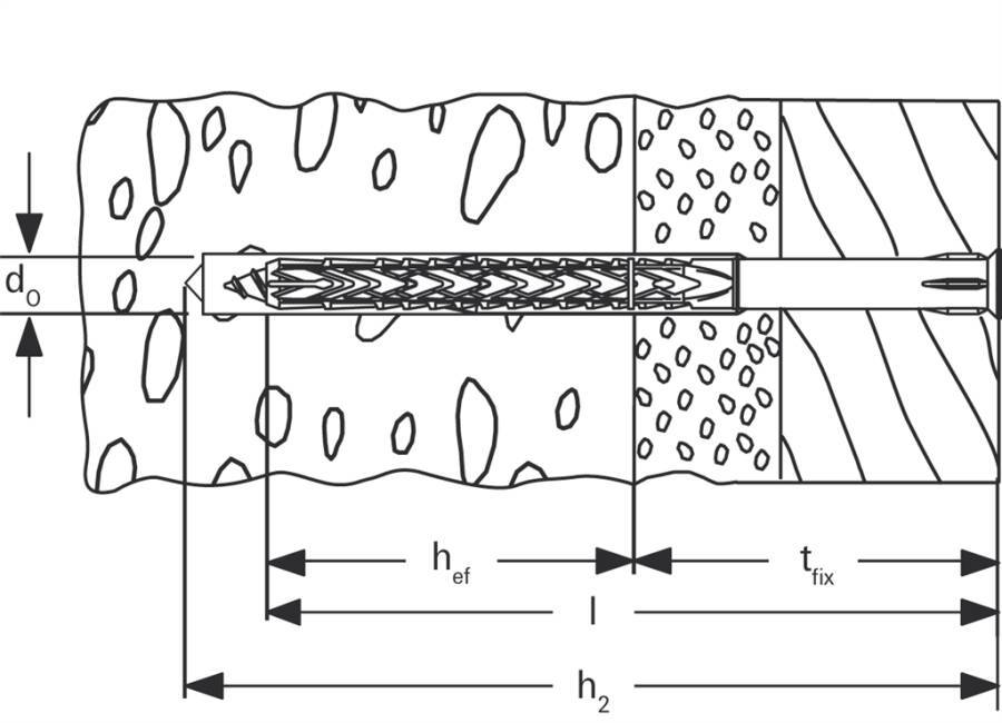 Langschaftdübel SXRL-T Stahl, galvanisch verzinkt 522706 Typ SXRL 10 x 230 T ETA x DIBt - Bohrernenn-Ø 10 (d0) mm Dübell