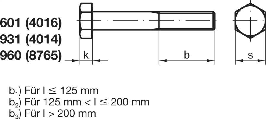 DIN 931 Sechskantschrauben mit Schaft - P6 009318100080080-P6 Norm DIN 931 Werkstoff Stahl 8.8 Oberfläche galvanisch ver