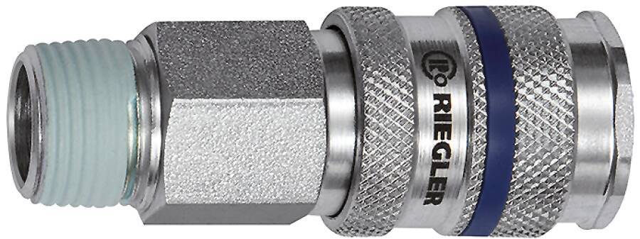 Hochleistungs-Schnellverschlusskupplung NW 7,8 141514 SW 21 mm Typ Außengewinde Anschluss R 1/2 AG max. Druck 35 bar Län
