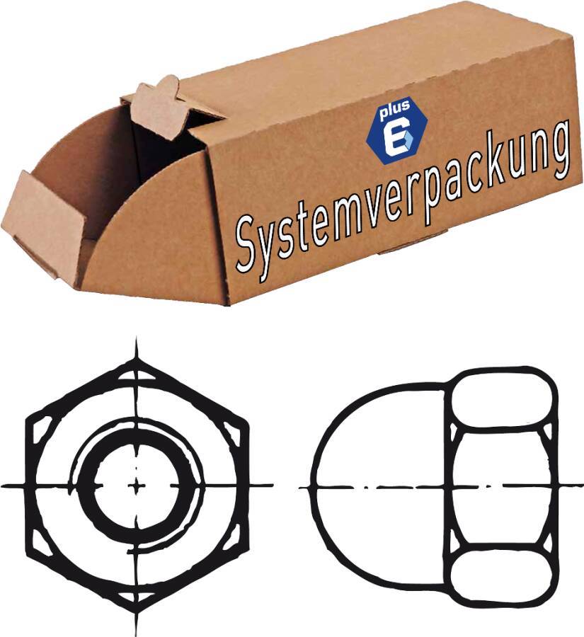 DIN 1587 Sechskant-Hutmuttern - P6 015873100050000-P6 SW 8 Norm DIN 1587 Werkstoff Stahl 6 Oberfläche galvanisch verzink