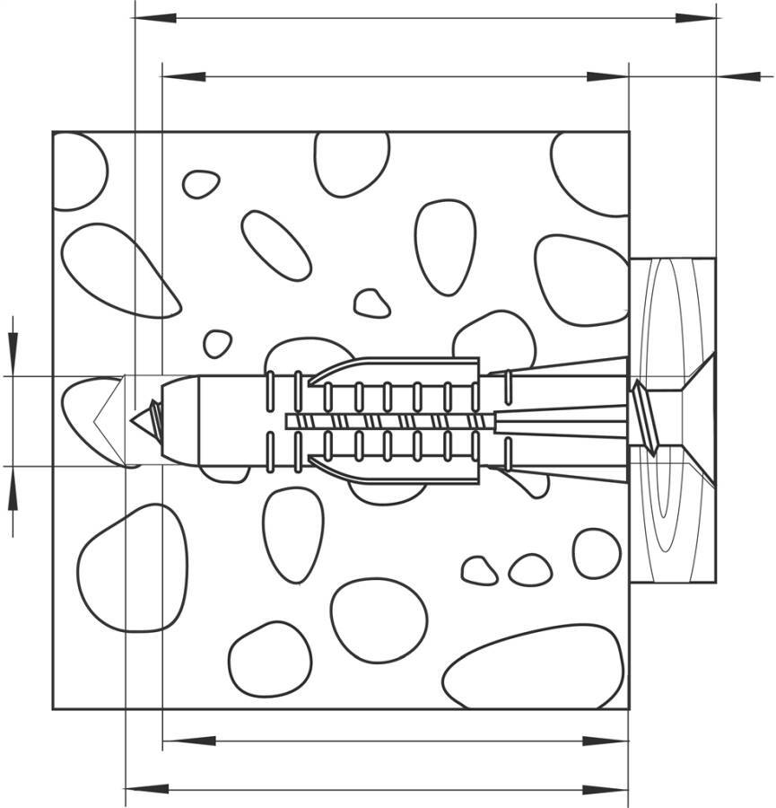 Universaldübel UKD mit Rand 0261010 Typ UKD 6 x 37 Bohrernenn-Ø 6 mm min. Bohrlochtiefe 45 mm Dübellänge 37 mm Schrauben