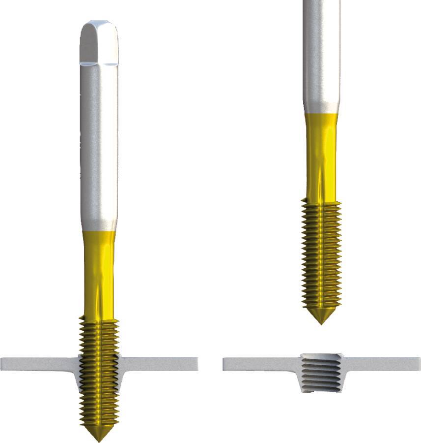 Gewindeformer TIN 15560M12 Gewinde 12 M Steigung 2,5 mm Gesamtlänge 140 mm Schaft-Ø 16,0 mm Vierkant 12,0 mm Kernloch-Ø