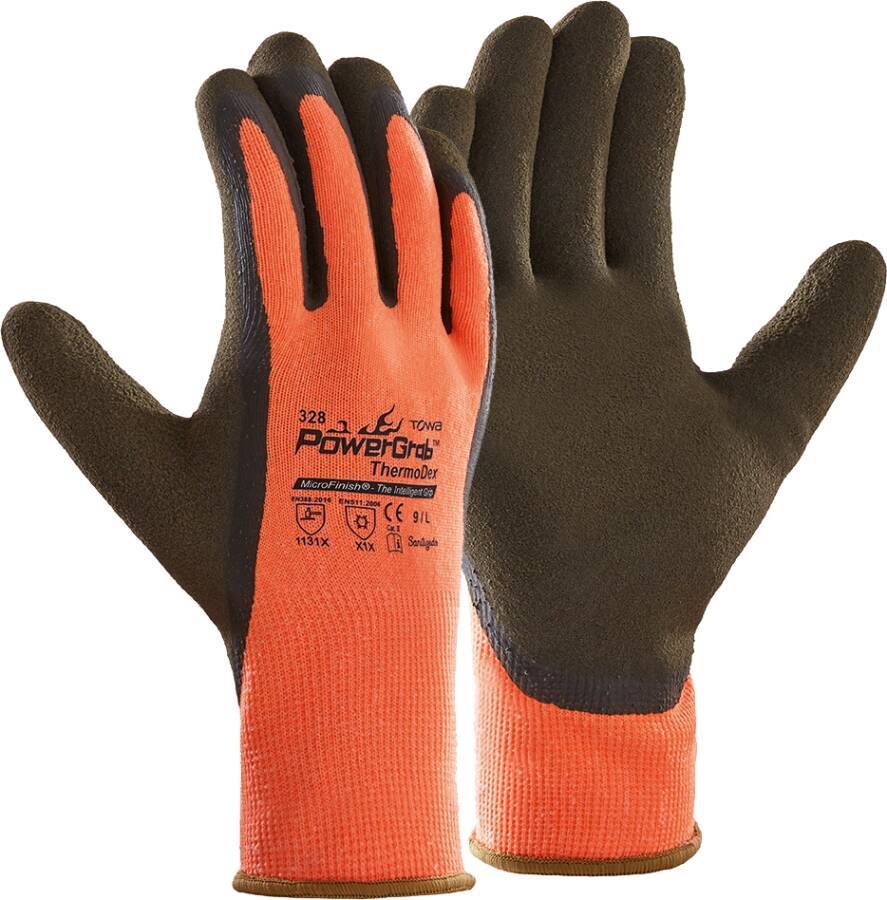 Winterschutzhandschuh PowerGrab® Thermodex 2273-08 Farbe braun/orange Trägermaterial Nylon/Polyester-Strickgewebe Besc