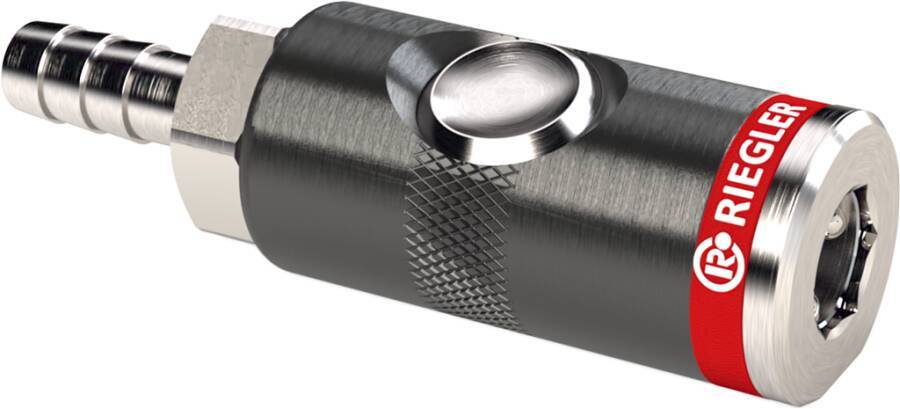 Druckknopf-Sicherheitskupplung NW 7,4 199985 SW 21 mm Typ mit Schlauchtülle Anschluss 6 mm max. Druck 12 bar Länge 86,6