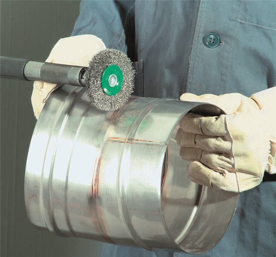 Rundbürste mit Schaft, gewellter Draht 418163 Ausführung Stahldraht Ø 80 mm Breite 19 mm Drahtstärke 0,30 mm Drehzahl ma