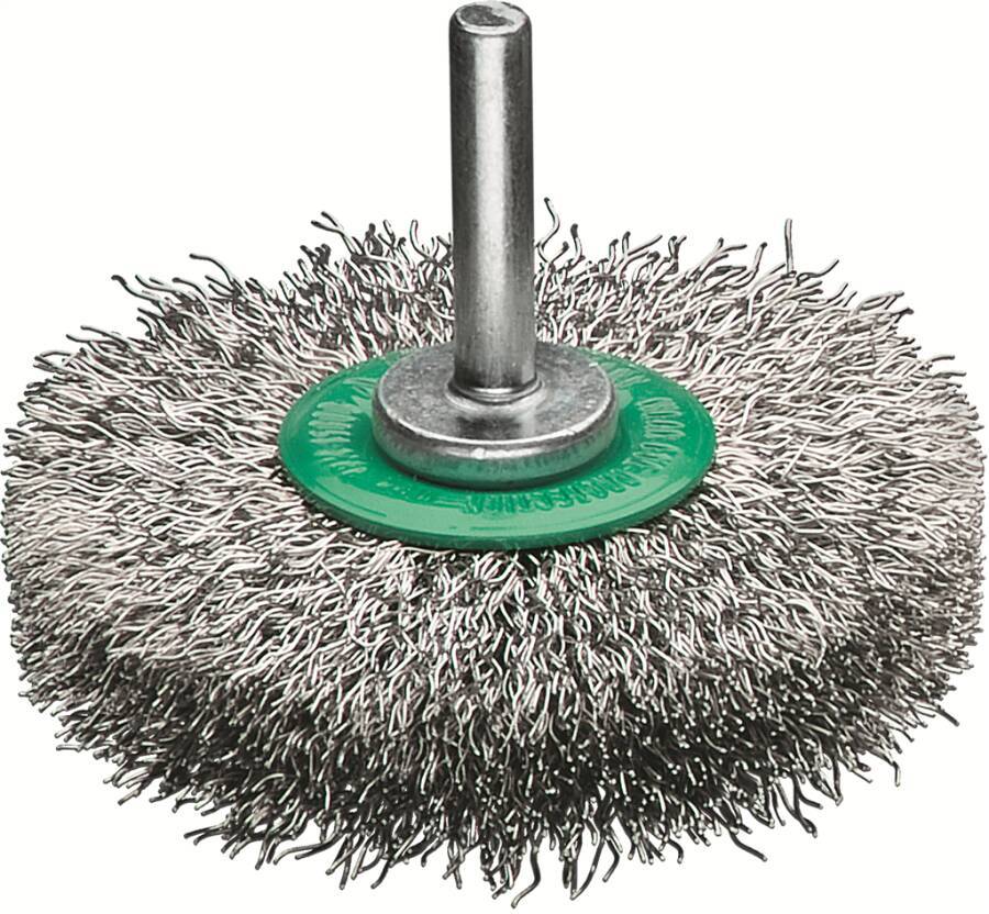 Rundbürste mit Schaft, gewellter Draht 415343 Ausführung Edelstahldraht Ø 50 mm Breite 15 mm Drahtstärke 0,20 mm Drehzah