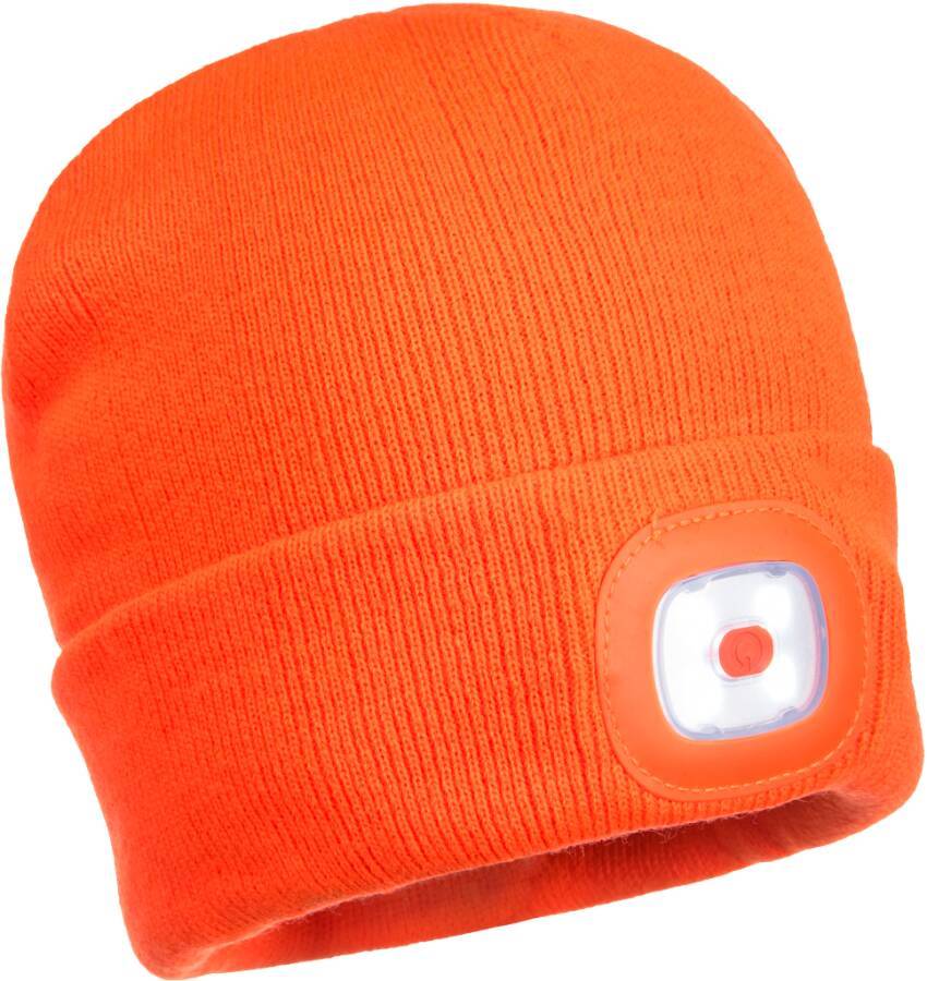 Strickmütze mit LED-Leuchten B029ORR Größe Uni Farbe orange Ausführung LED-Leuchte vorn