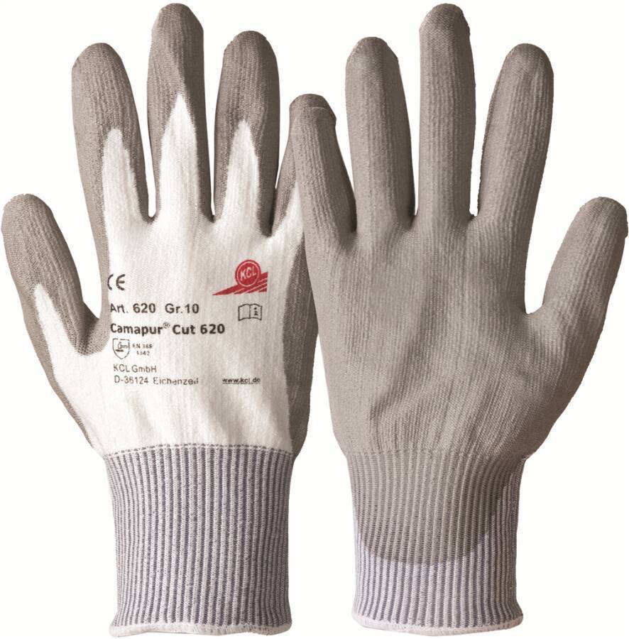 Schnittschutzhandschuh Camapur® Cut 062007841E Größe 07 Farbe weiß/grau Trägermaterial Trikot aus HPPE-Faser Beschicht
