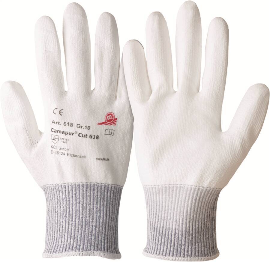 Schnittschutzhandschuh Camapur® Cut 061809841E Größe 09 Farbe weiß Trägermaterial Trikot aus HPPE-Faser Beschichtung P