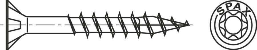 SPAX-Universalschraube, Senkkopf, T-STAR plus 0191010602005 Norm ART 01100 Werkstoff Stahl Oberfläche WIROX Form Teilgew