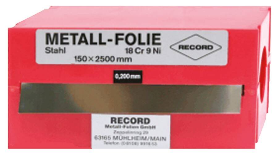 Präzisions-Metallfolie 315350,20 Stärke 0,20 mm Breite 150 mm Rollenlänge 250 cm Ausführung Stahl unlegiert