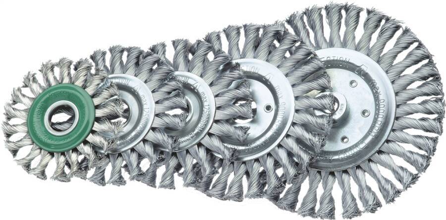 Rundbürste, gezopfter Draht 475811 Ausführung Edelstahldraht Ø 178 mm Breite 14 mm Drahtstärke 0,50 mm Bohrung 22,2 mm D
