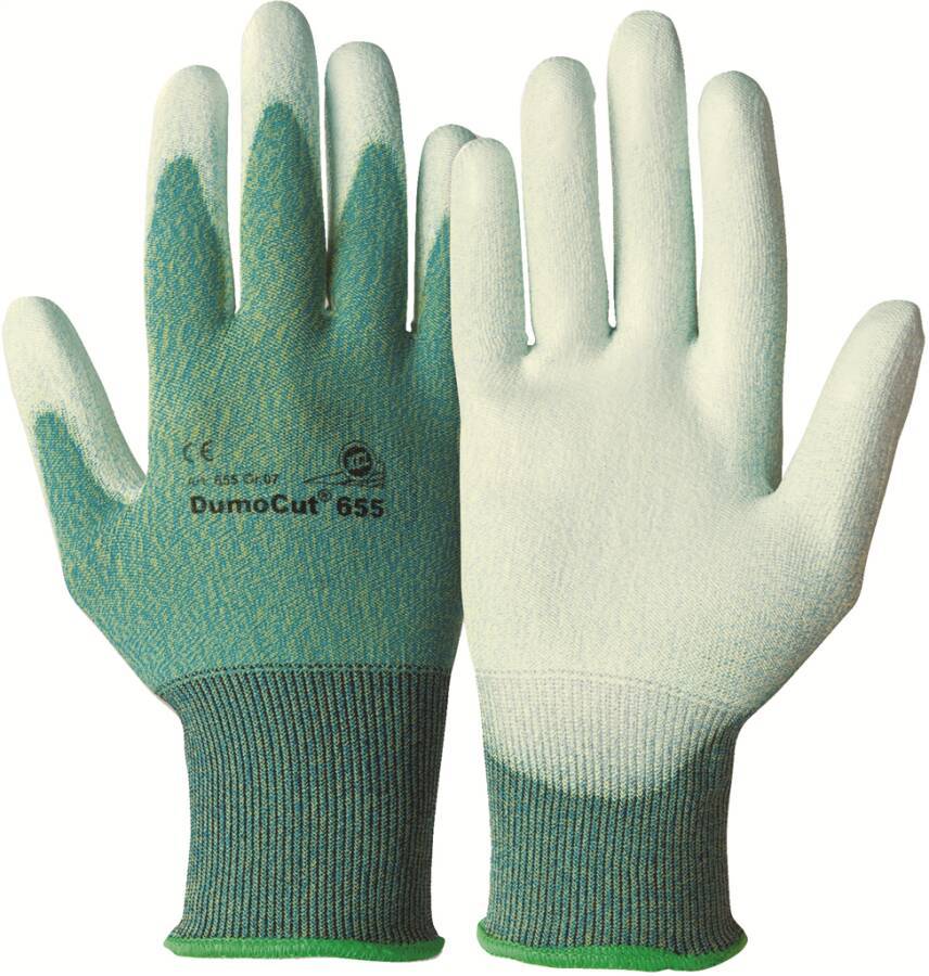 Schnittschutzhandschuh Dumo Cut® 655 065507141E Größe 07 Farbe grün/weiß Trägermaterial Polyamid-Glasfaser-Trikot Besc