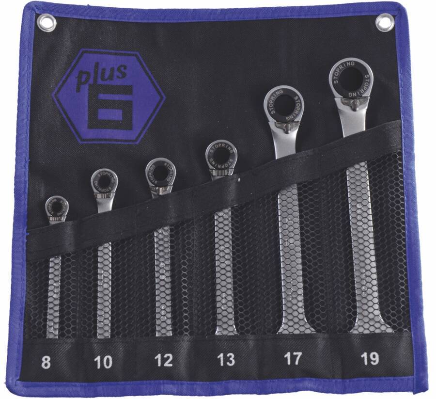 Ratschen-Ringmaulschlüsselsatz 4100101 SW 8, 10, 12, 13, 17, 19 mm Ausführung 6 tlg. Typ mit Stoppring