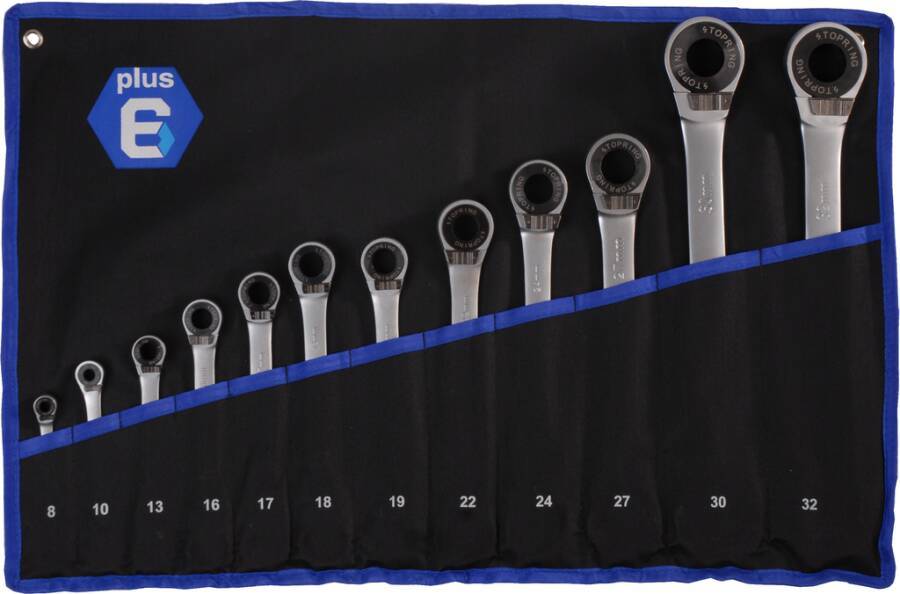 Ratschen-Ringmaulschlüsselsatz 4100103 SW 8, 10, 13, 16, 17, 18, 19, 22, 24, 27, 30, 32 mm Ausführung 12 tlg. Typ mit St