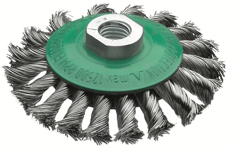 Kegelbürste 471857 Ausführung Edelstahldraht Ø 100 mm Drahtstärke 0,50 mm Gewinde M 14 Drehzahl max. 15000 U/min Draht g