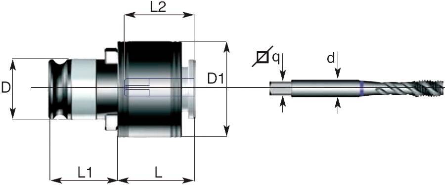 Schnellwechseleinsatz Größe 1 224307 Typ mit Kupplung Schaft-Ø 7 mm für Gewinde M 10 x 1 Vierkant 5,5 mm L1 21,5 mm D 1
