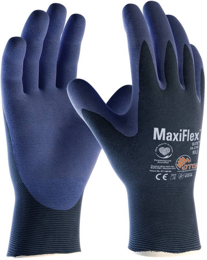 Industrie-Montagehandschuh MaxiFlex®Elite™ 2443-09 Größe 09 Farbe blau Trägermaterial Nylon-Strick Gauge - Mat.-Stärke