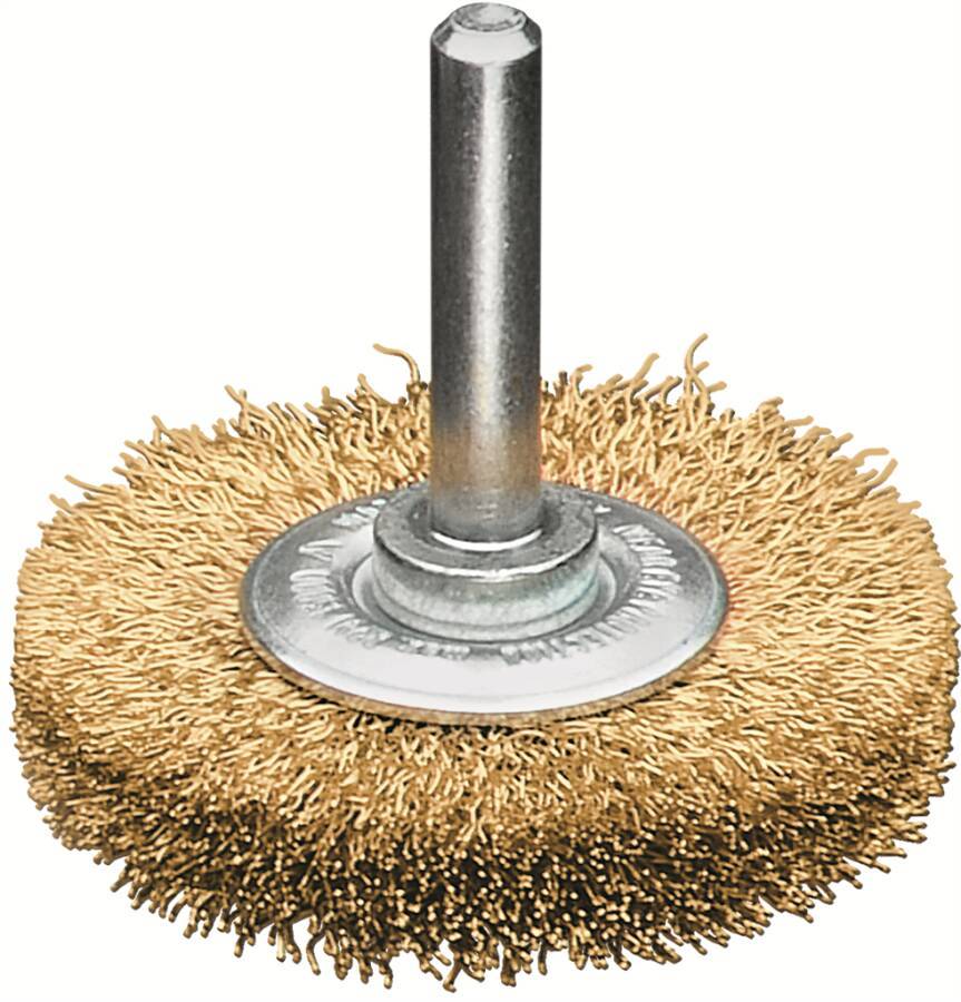 Rundbürste mit Schaft, gewellter Draht 413542 Ausführung Messingdraht Ø 30 mm Breite 5 mm Drahtstärke 0,20 mm Drehzahl m