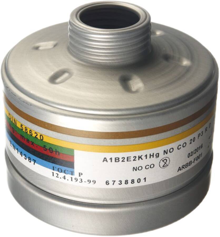 Kombinationsfilter X-plore® Rd40 6738801 Bezeichnung 1140 A1B2E2K1 Hg NO CO 20 P3 R D Schutz gegen Gase u.Dämpfe von or