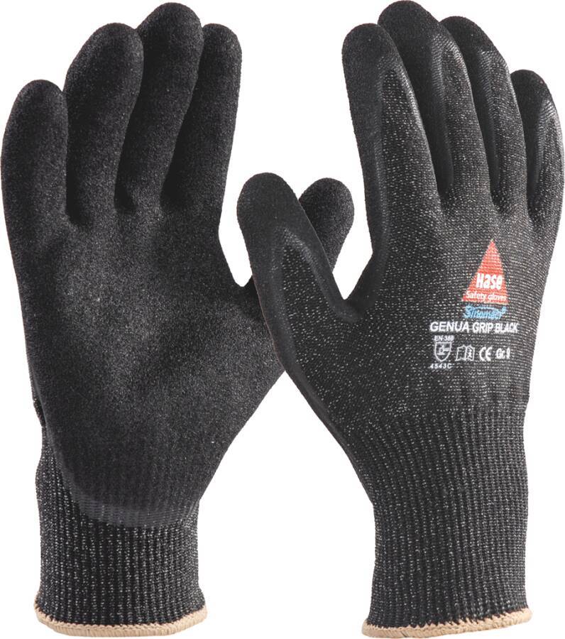 Schnittschutzhandschuh Genua Grip Black 508502-11 Größe 11 Farbe schwarz Trägermaterial HPPE-Strickgewebe / Sinomac®-F