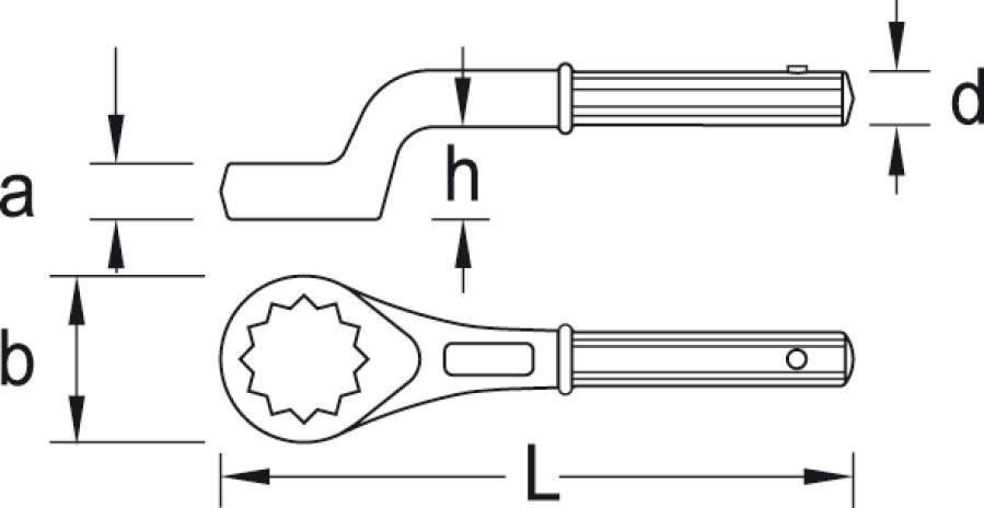 Zug-Ringschlüssel 6034730 SW 60 mm Länge 345 mm Ringbreite 89,0 mm Ringstärke 30,5 mm