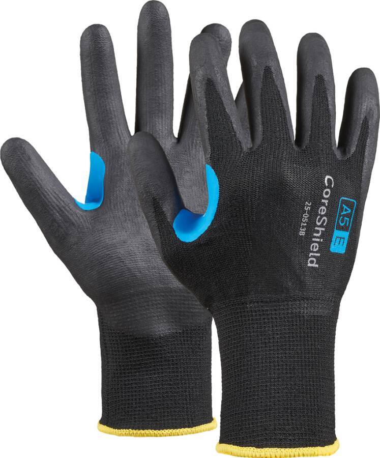 Schnittschutzhandschuh Coreshield 25-0513B-06 Größe 06 Farbe schwarz Trägermaterial HPPE-Edelstahlfaser-Trikot Beschic
